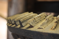 Wooden teeth on an old bevel gear