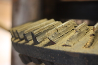 Wooden teeth on an old bevel gear